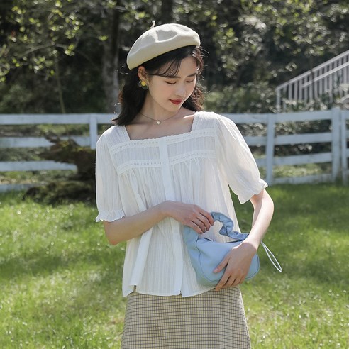 DFMEI 여름 화이트 셔츠 여성 디자인 반팔 셔츠 작은 키 작은 얇은 상의