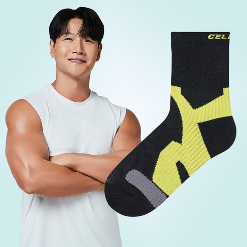 [셀버린 테이핑 양말 여자 중목] 발목보호대 크로스핏 마라톤 러닝양말 발목테이핑, 블랙, 1개