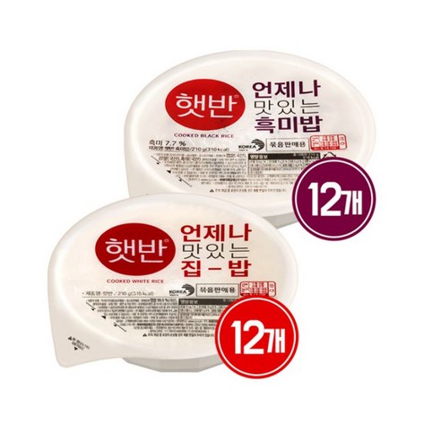 CJ 백미 210g x 12p + 흑미 210g x 12p, 1세트