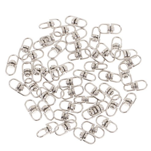 50Pcs 회전 키 링 커넥터 더블 루프 후크 DIY 개 목걸이 키 체인 공예, 12mm, 합금, 실버