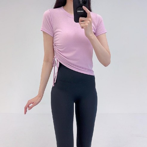 로라벨 벨로 옆스트링 반팔 커버업 필라테스 요가 상의 옷 운동복 탑