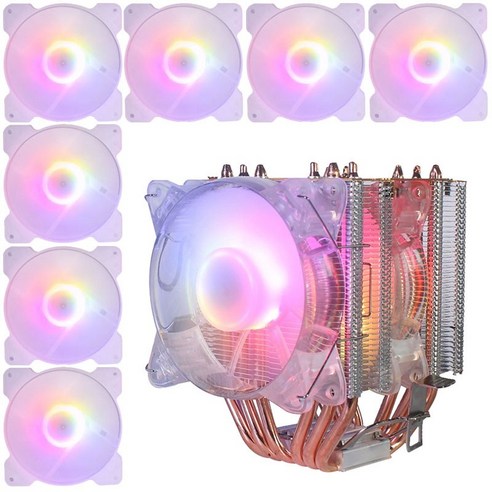 Xzante 6 동관 CPU 라디에이터 섀시 팬 동기 조명 1150AMD1366 2011 크리스탈 라이트 듀얼 + 7X, 투명한