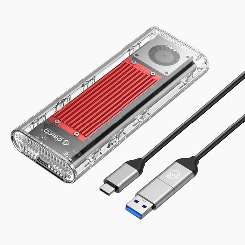 오리코 M.2 NVME 20Gbps C타입 방열팬 외장 SSD 케이스 TCM2-G20, 레드