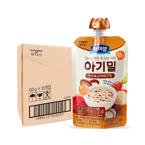 아이얌 아기밀 한우표고 야채진밥 100g, 10개 묶음 이지밀 아이얌 아기밀 한우표고 야채진밥 100g, 10개 묶음 이지밀