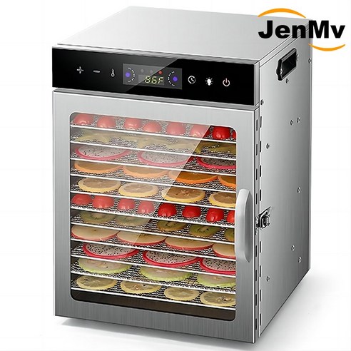 JENMV 식품건조기 가정용 식품건조기 야채과일 건조기 저소음 디지털 식품건조기 음식 과일 고추건조 강아지 간식 야채 건조기, 12단 건조기
