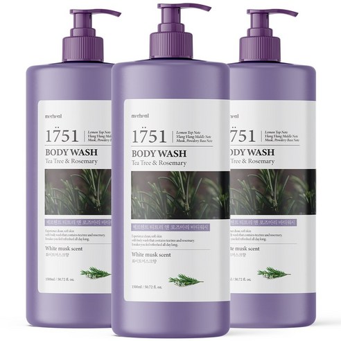 1+1+1 메르헨트 티트리 로즈마리 대용량 바디워시 1.5L 화이트머스크, 1.5L, 3개