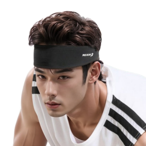 디버프 운동 머리띠 스포츠 헤어밴드, 블랙, 1개