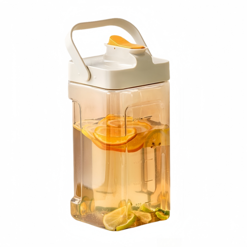 스위치 대용량 과일티통 냉수통 냉장고물병, 담황색, 1세트, 3.5L