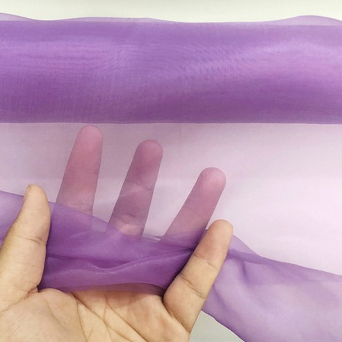 투명 실크 오간자 원단 계량기 바느질 의류 스커트 웨딩 드레스 머리 장식 바지 얇은 천 파란색, [01] 100cmX140cm, [37] violet