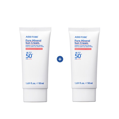 애즈이즈투비 퓨어 미네랄 선크림 SPF50+ PA++++, 2개, 50ml