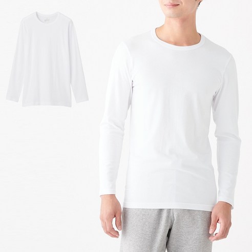 무인양품 MUJI 남성 면 긴소매 티셔츠 2장 FAB40ZZZ