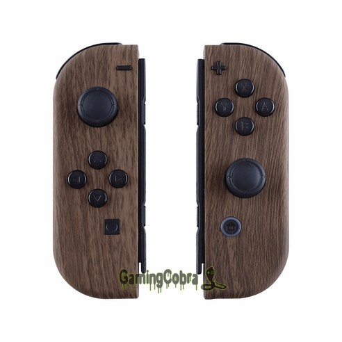 8bitdo 얼티메이트 EXtremeRate 우드 그레인 소프트 터치 컨트롤러 하우징 쉘 케이스 닌텐도 스위치 조이콘 및 OLED 조이콘용 풀 세트 버튼 포함, [01] Wood Grain