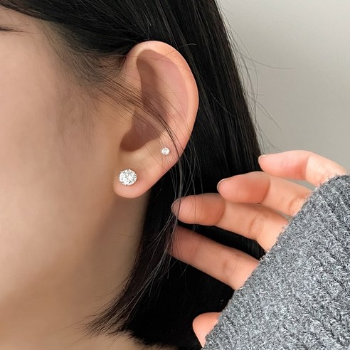 14K 모이사나이트 피어싱 1부 3부 5부 1캐럿 다이아 귀걸이 GRA 인증서