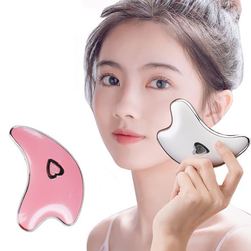 keka 얼굴 리프팅기 괄사 마사지기 온열케어 피부관리 붓기 제거 USB충전, 핑크, keka-4080