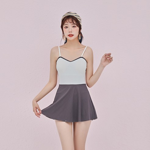 DFMEI 솔리드 컬러 원피스 수영복 여성용 스커트 수영복, DFMEI 흰색