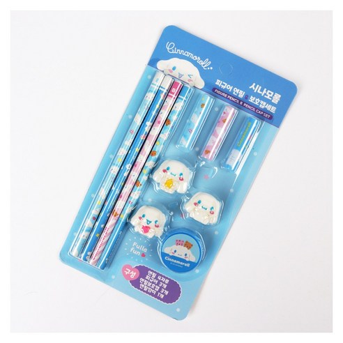 산리오 초등 필수템 연필 보호캡 연필깎이 피규어 세트 3P, 혼합색상, 3개