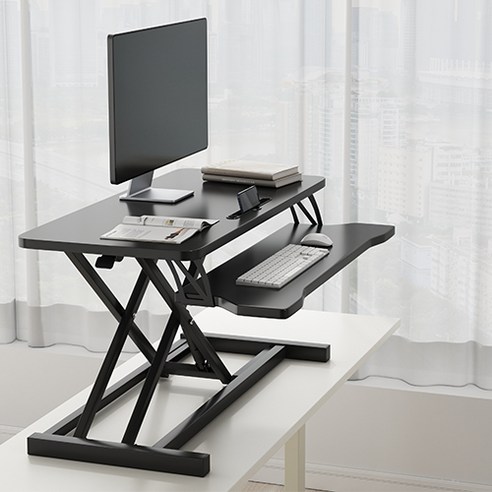 H N Quality Home 모션데스크 스탠딩책상 높이조절 14-49cm, 블랙94cm