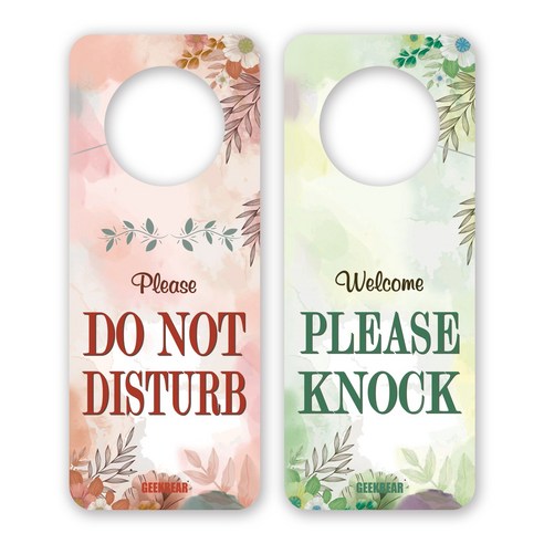긱베어 프라이버시 방해금지 행거 사인 DO NOT DISTURB SIGN PRIVACY SIGN, 플라워