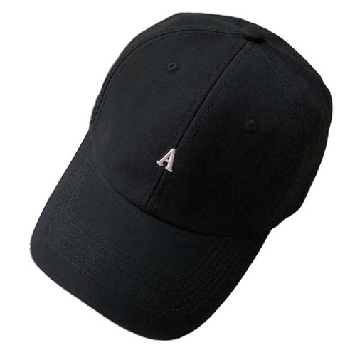 야구 모자 조정 가능한 크기 야외 스포츠 유니섹스 자수 솔리드 컬러 모자, 검은색