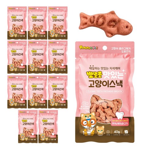 뽀로로펫 고양이 스낵 40g, 연어+새우+닭고기, 12개