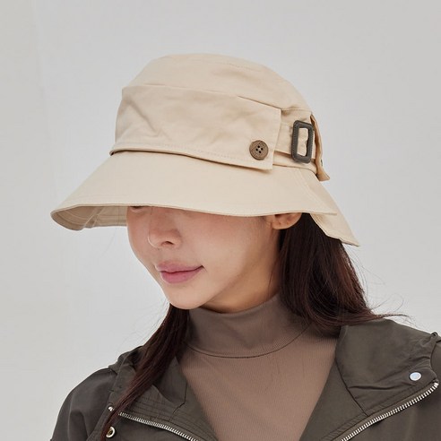 제이투제이 여성골프모자 사이드버클 버킷햇, 아이보리, 1개