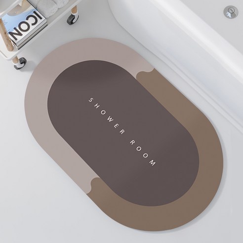 규조 진흙 매트리스 흡수 발판 욕실 미끄럼 방지 건조 화장실 입구 카펫 목욕 매트리스 재단 가능, 고객센터에 연락 주세요., 타원-난갈색