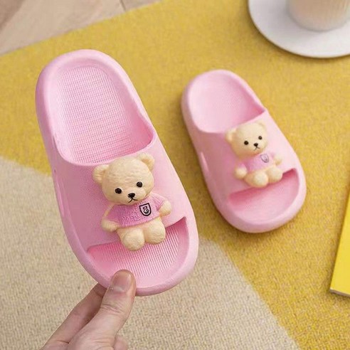 디벨라 아동 공용 입체 곰돌이 캐릭터 미끄럼방지 소음방지 욕실화 실내화 슬리퍼