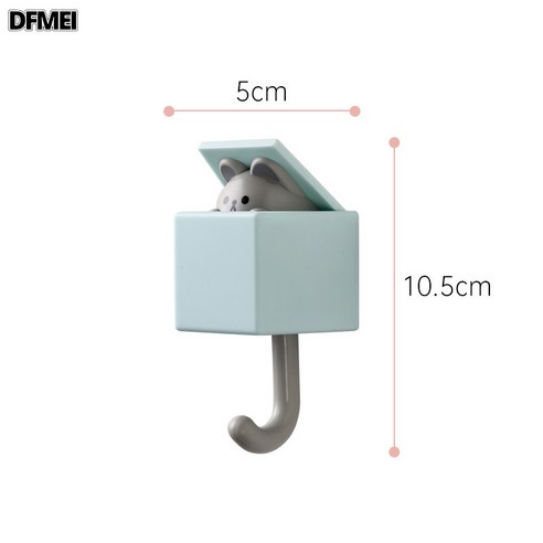 DFMEI 문뒤걸이 옷걸이 귀요미 끈끈이 아이디어 다람쥐걸이 벽걸이 벽걸이 현관 수납 열쇠걸이, 연한파랑쥐