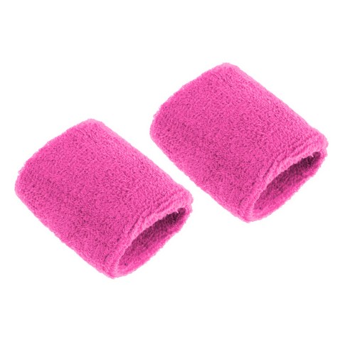 2Pcs 스포츠 농구 배드민턴 테니스 남여 공용 코튼 스웨트 밴드 팔찌, 핑크, 8x7cm