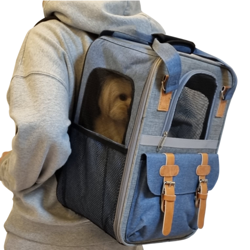 난펫 강아지 고양이 이동 가방 백팩, 스카이블루