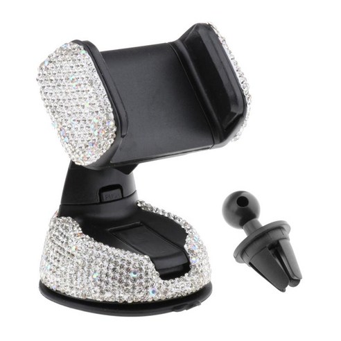 Bling 360도 회전 자동차 전화 홀더 자동차 에어 벤트에 대한 휴대 전화 홀더 대부분, 화이트, {"사이즈":"2.95x3.74x2.55inch"}, {"수건소재":"ABS 라인 석"}