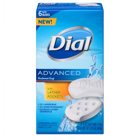 다이얼 어드밴스드 데오드란트 비누 141g 6팩 Dial Advanced Deodorant Soap (6 Bars), 6개