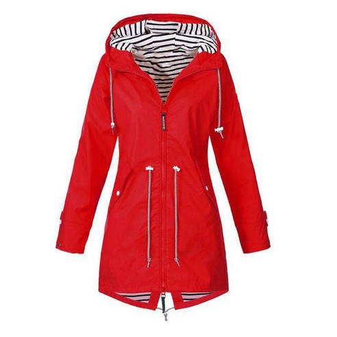 방수후드티 아노락보드복 1Pc 여성 야외 방수 코트 가을 겨울 긴 지퍼 업 패션 비옷 자켓 후드 윈드 브레이