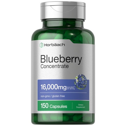 블루베리 55:1배 추출물 16000mg 150캡슐 75일분 고함량 대용량 Blueberry 해외 직구, 60개, 1개