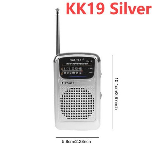 미니 포켓 LCD 라디오 라디오 라디오 SW/AM/FM 스피커 실외용 밴드 듀얼 내장 스테, 1) KK9 Silver fm안테나스피커