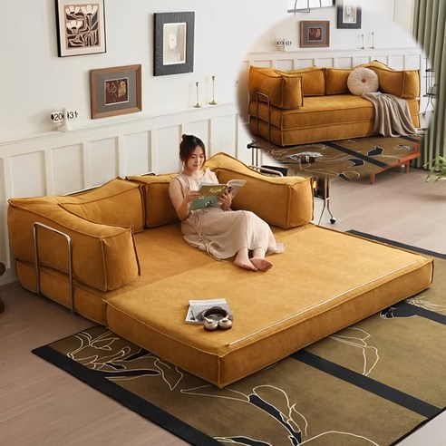 좁은 거실, 답답함은 이제 그만! 공간 활용 끝판왕, 접이식 패브릭 소파침대 솔직 후기 모듈쇼파