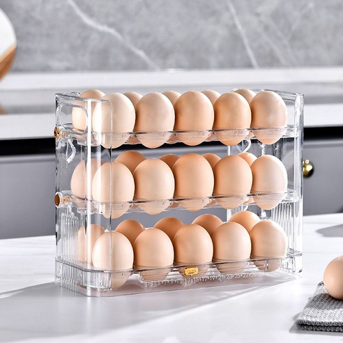 신흥클라스 3단 계란트레이 30구 냉장고 정리 계란 보관용기, 투명 조립형