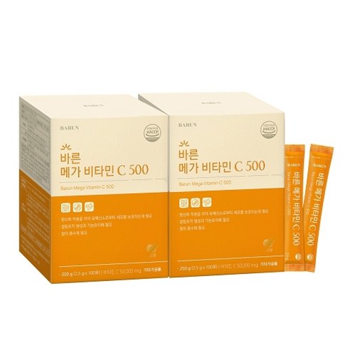 건강한약속 바른 메가 비타민C 영국산 분말 500mg x 100포 2박스, 2개