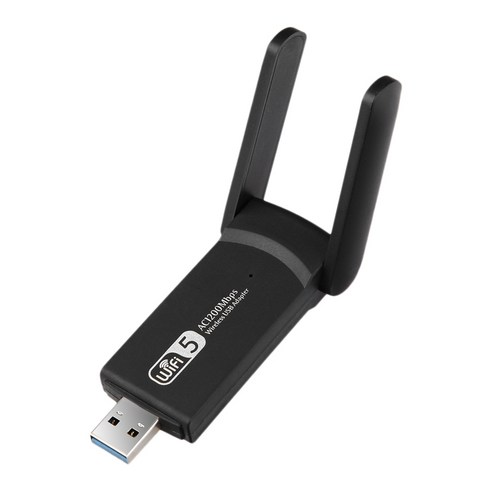 Retemporel 무선 네트워크 카드 1200M 기가비트 5G 듀얼 밴드 USB 와이파이 수신기 드라이버 무료 노트북/데스크탑 컴퓨터, 1개, 검은 색