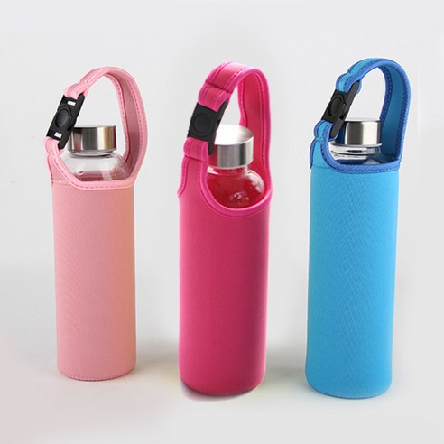 바시니아 핸디 보틀 물병 파우치 텀블러파우치 3개세트 550ml, 2개, 05_연핑크 핑크 블루블랙테두리