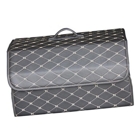 SUV MPV를 정리하는 뚜껑이 있는 PU 자동차 트렁크 보관함, 화이트 라인, 54x32x30cm, 부직포 PU 가죽
