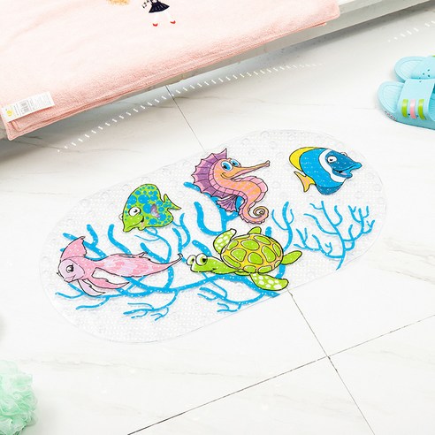 KORELAN귀여운 만화 패턴 욕실 미끄럼 방지 매트 욕실 빨판 샤워 발 매트 아기 목욕 거실 바닥 매트, 스타일 28, 69*39CM