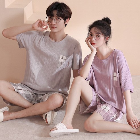 ANYOU 커플잠옷 여름 파자마 상하세트