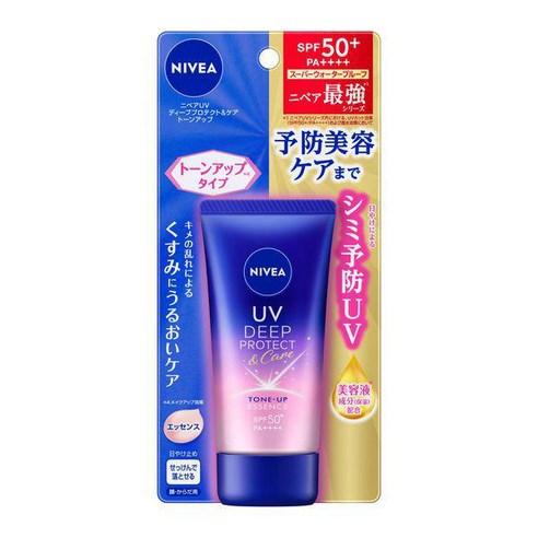 NIVEA 니베아 UV 딥 프로텍트 & 케어 톤업 에센스 50g [자외선 차단제 페이스·바디용 SPF50+/PA++++], 단일