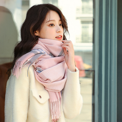 파스텔 체크 목도리