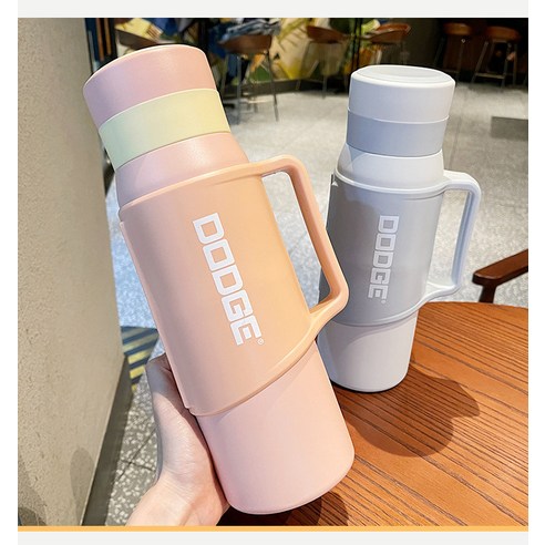 대용량 머그잔 남성 휴대용 홈304스테인레스 스틸 컵, 핑크, 1.2L