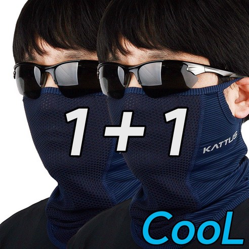 카투스 매쉬형 Zet7 1+1 자외선차단 골프마스크 자전거마스크 파크골프 얼굴햇빛가리개, 네이비+네이비