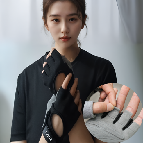 시크글로우 손목보호 웨이트 스포츠 헬스 장갑 양손세트, 블랙, 1세트