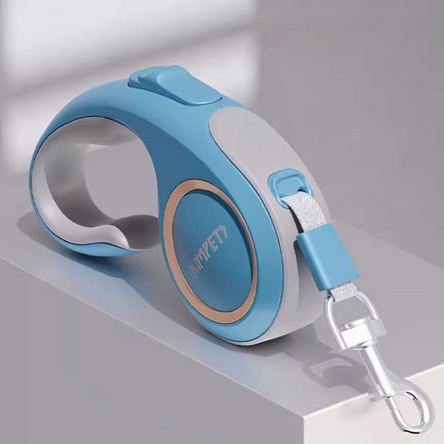 아미토 꼬임방지 강아지 자동 리드줄 강아지목줄, 블루, 1개