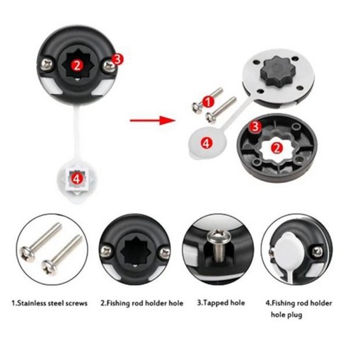 카약액세서리카누 카약 마운트 베이스 팽창식 보트 바다 낚싯대 거치대 태클 낚시 키트 액세서리 4 개, 한개옵션0